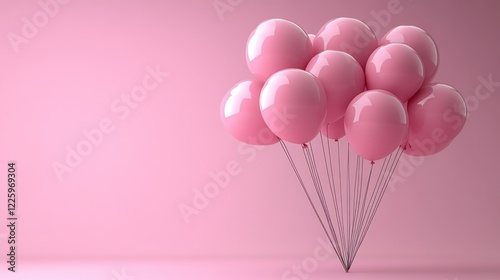 Wallpaper Mural A Cluster of Pink Balloons Floating Against a Pastel Pink Background Torontodigital.ca