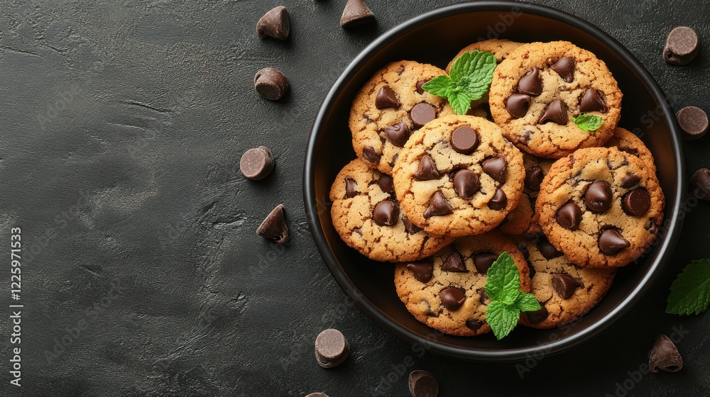 Delicious Chocolate Chip Cookies in a Bowl Delicious Chocolate Chip Cookies in a Bowl
