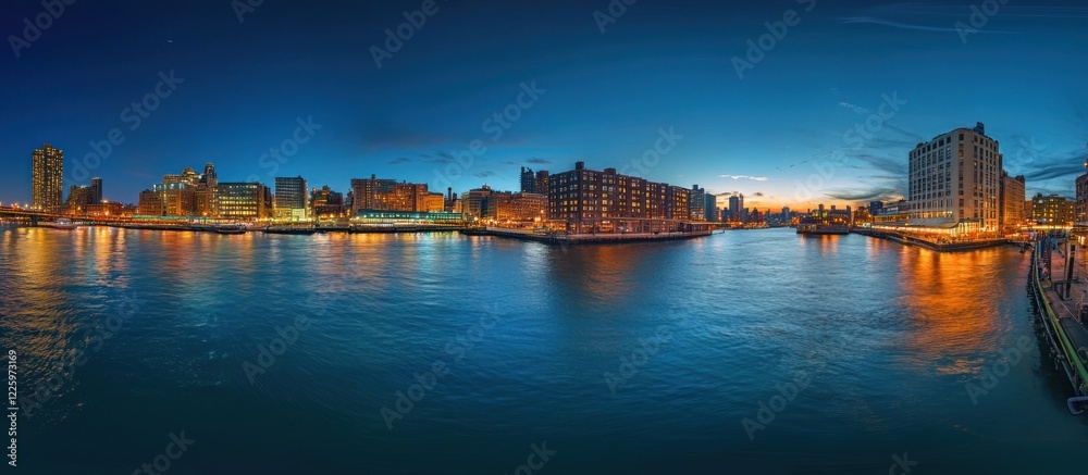 Naklejka premium Spectacular Night Panorama of the Cityscape at Dusk