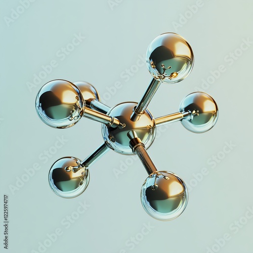 Glossy 3D Render of a CBD Molecule with Reflective Surfaces
