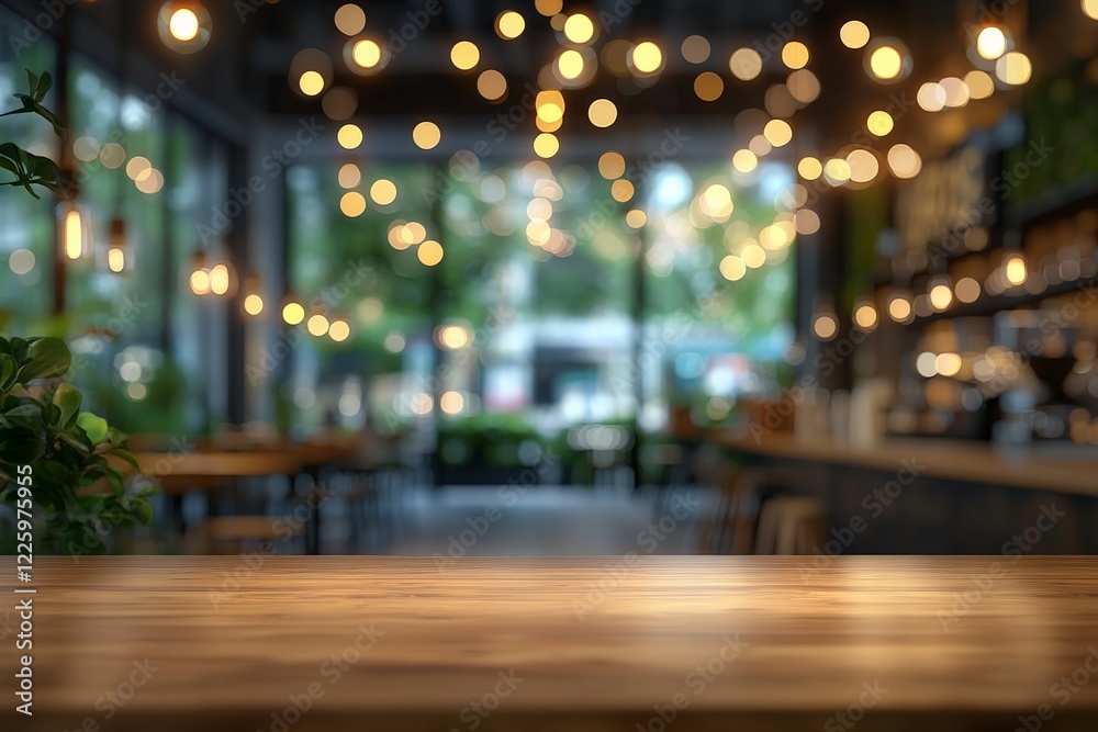 Rustic cafe interior with warm lighting and inviting atmosphere during evening hours Rustic cafe interior with warm lighting and inviting atmosphere during evening hours