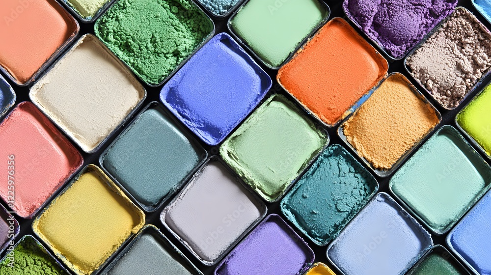 Vibrant Eyeshadow Palette Closeup Multicolor Makeup Powder Vibrant Eyeshadow Palette Closeup Multicolor Makeup Powder