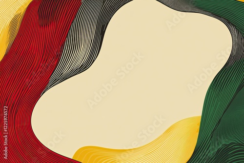 Modern multicolored art painting in black, red, yellow, green colors. Black history month, Juneteenth freedom day celebration colors