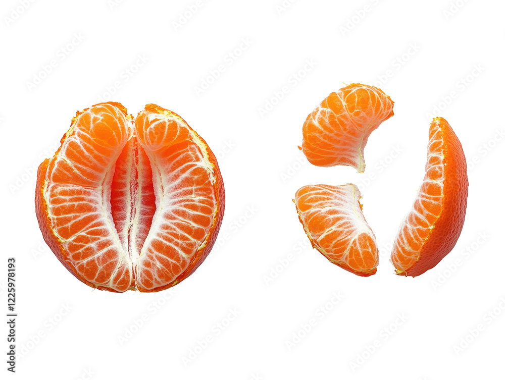 Isolated peeled tangerine and segments Isolated peeled tangerine and segments
