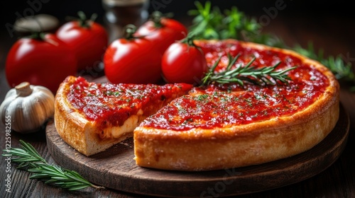 A Delicious Chicago Deep Dish Pizza photo