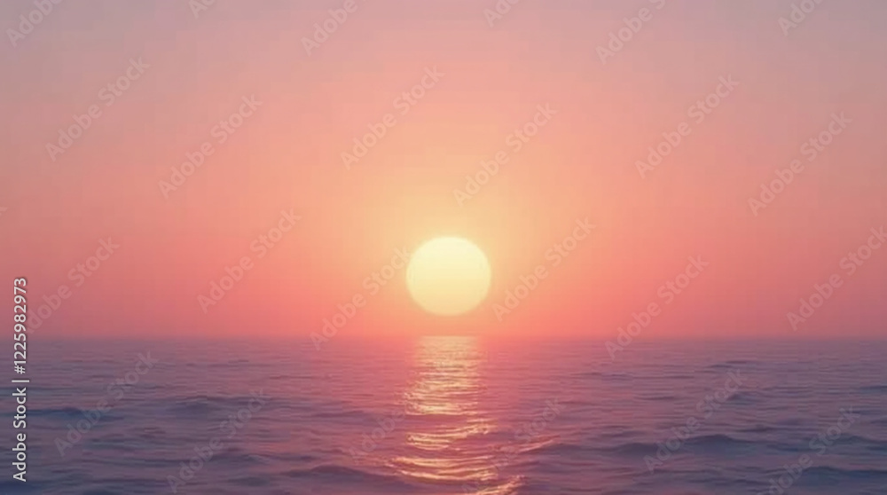 An minimalistic sunset over a calm ocean, with soft gradients of orange, pink, and purple blending into the horizon. An minimalistic sunset over a calm ocean, with soft gradients of orange, pink, and purple blending into the horizon.