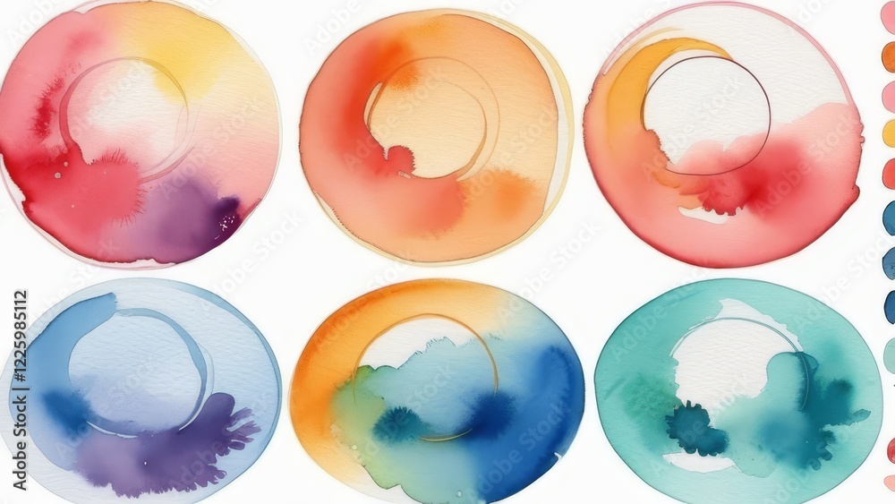 A painting of many different colored circles A painting of many different colored circles
