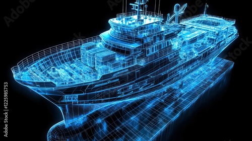 Blueprint of a Modern Cargo Ship: Digital Vessel Design