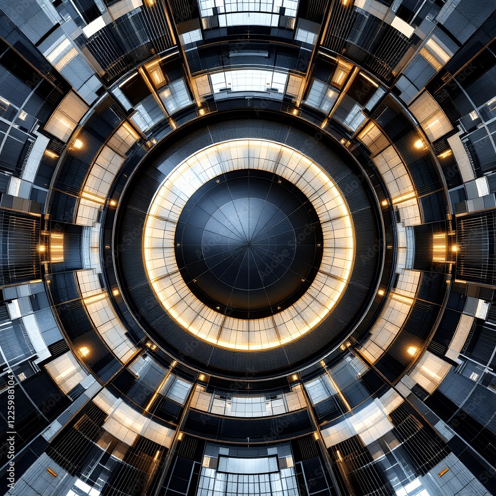 Naklejka premium Futuristic Circular Structure: Abstract Design of a Modern Technological marvel