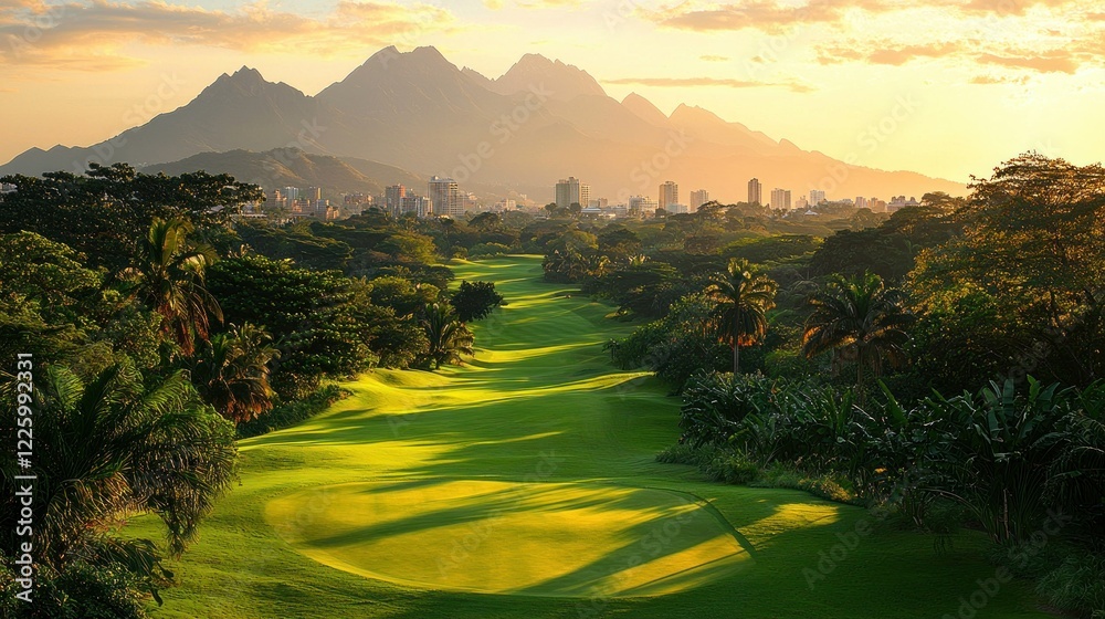 Fototapeta premium Sunset Golf Course in the Venezuelan Mountains