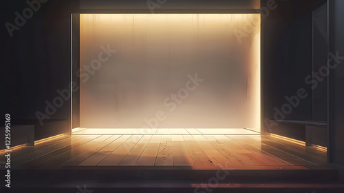 Minimalist Japanese-Style Interior Room with Backlit Wall