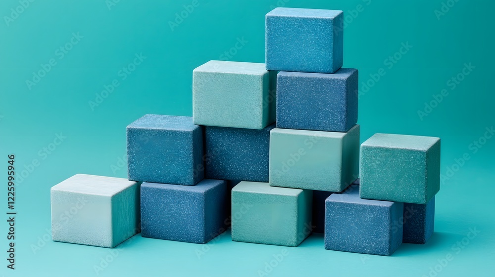 Abstract Blue Green Cube Stack Pyramid Structure Blocks Abstract Blue Green Cube Stack Pyramid Structure Blocks