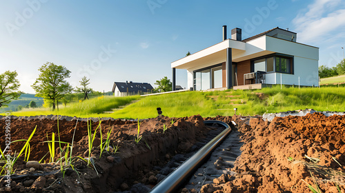 Modern House Construction: Underground Pipe Installation