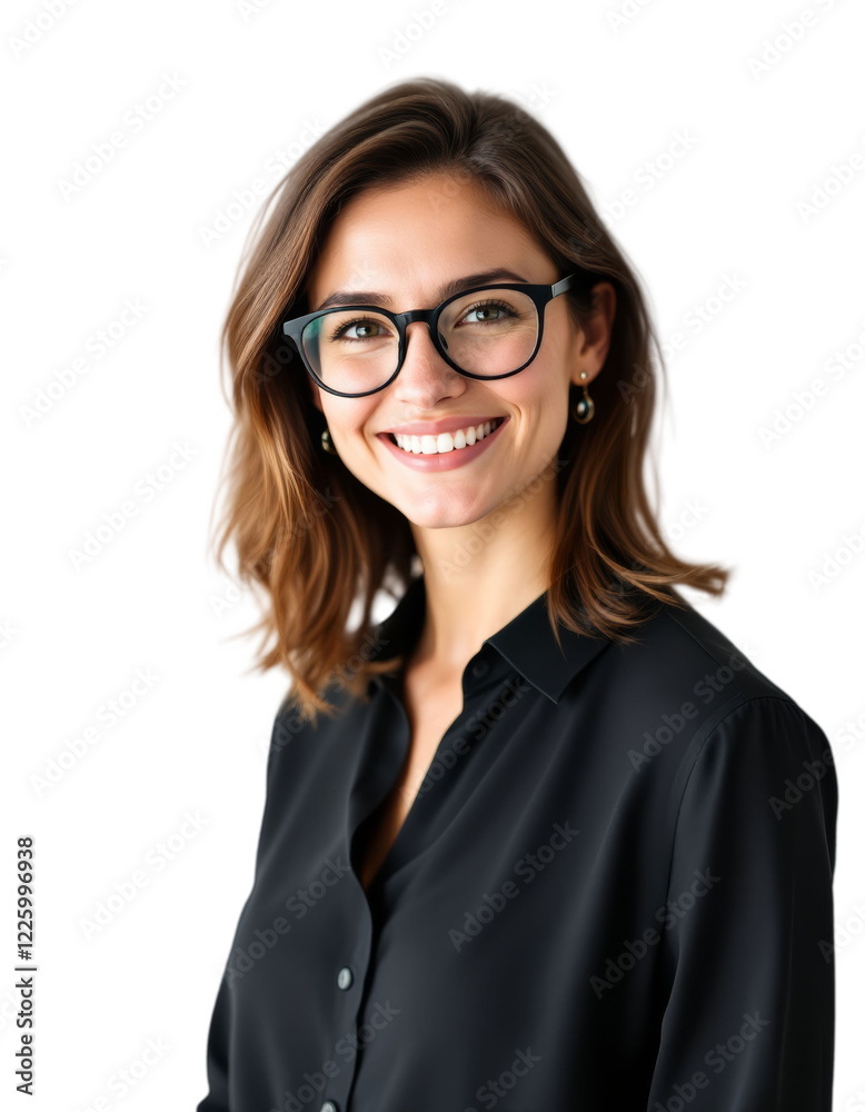 Confident Young Woman in Glasses Smiling Portrait Confident Young Woman in Glasses Smiling Portrait