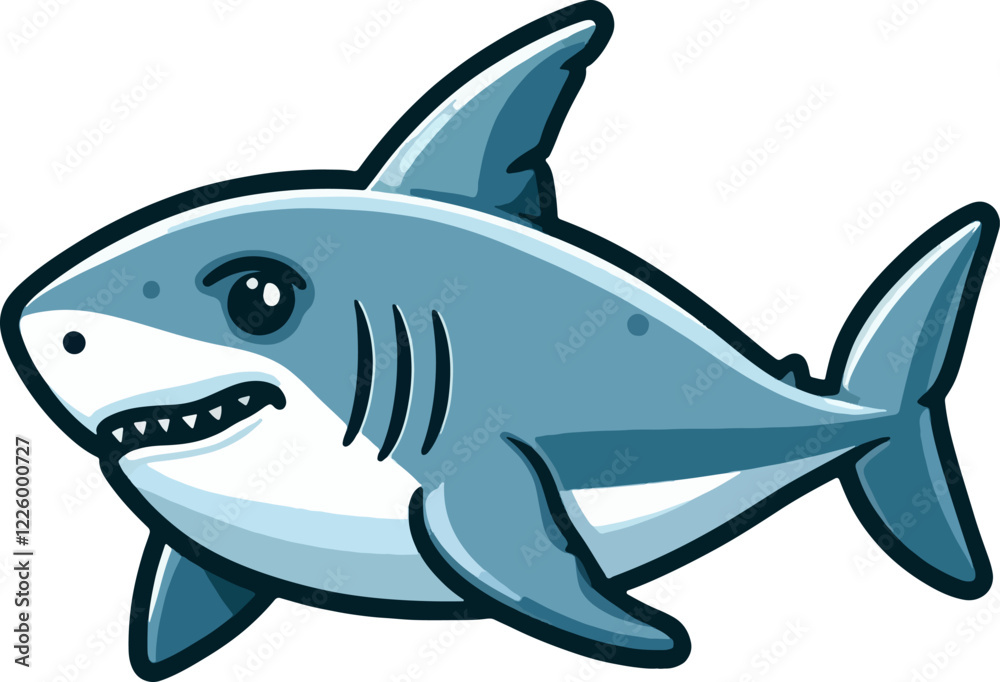 Fototapeta premium cute cartoon vector shark isolated on the white background 