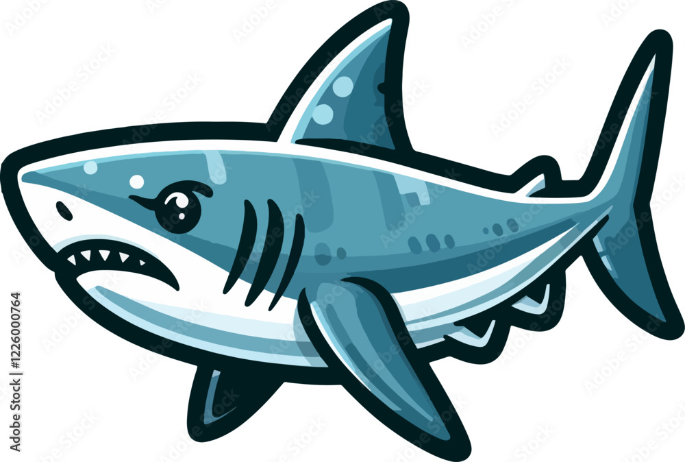 cute cartoon vector shark isolated on the white background 