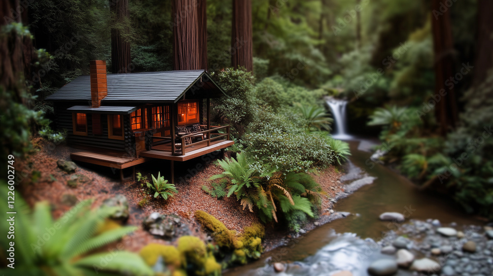 Rustic Cabin in the Redwoods with Tilt-Shift Effect Rustic Cabin in the Redwoods with Tilt-Shift Effect