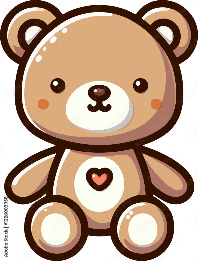 Obraz premium cute cartoon vector teddy bear toy isolated on the white background 