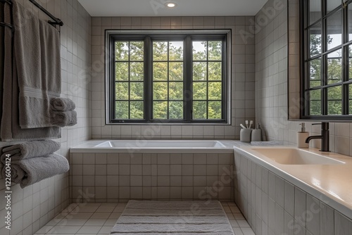 Sophisticated Minimalist Monochromatic Bathroom with Modern Design Elements