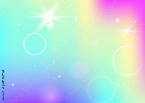 Rainbow Invitation. Pink Kawaii Gradient. Princess Background. Iridescent Pastel Effect. Purple Fantasy Hologram. Blue Girlish Pattern. Fairy Glitter. Party Rainbow Invitation.