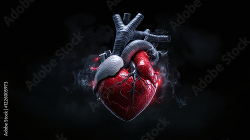 Elegantly Intricate Anatomical Heart Adorned with Gothic Details