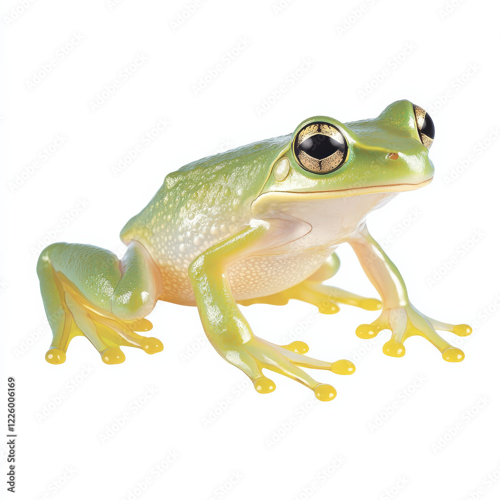 Green tree frog, vibrant skin, striking eyes. Green tree frog, vibrant skin, striking eyes.
