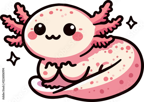 cute cartoon vector axolotl isolated on the white background 