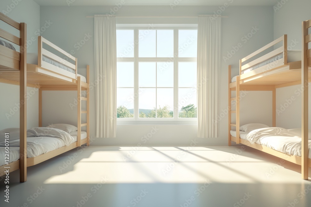 Fototapeta premium Staff dormitory interior. Generative AI