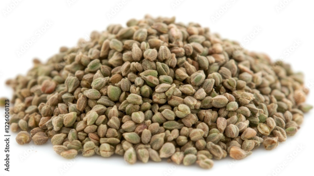 Heap of celery seeds on white background. Food photography for recipe websites or packaging Heap of celery seeds on white background. Food photography for recipe websites or packaging