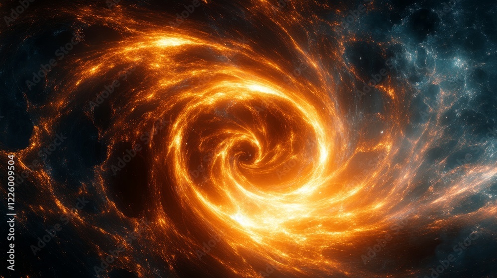 Obraz premium Fiery Cosmic Vortex Swirling Through Space