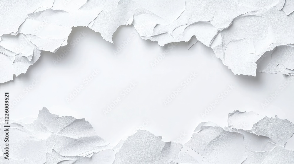 Obraz premium Torn paper frame, white background, copy space, design element