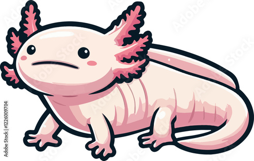 cute cartoon vector axolotl isolated on the white background 
