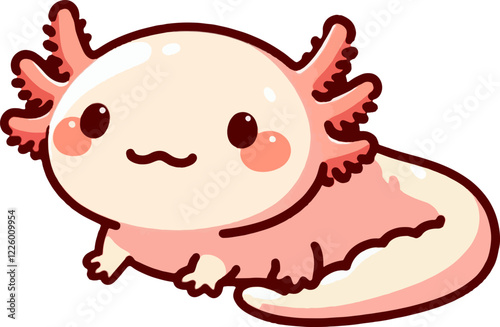 cute cartoon vector axolotl isolated on the white background 