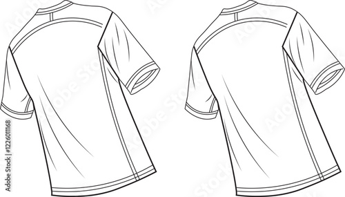 Technical Drawing of a Backless Short-Sleeved T-Shirt vector line art illustration