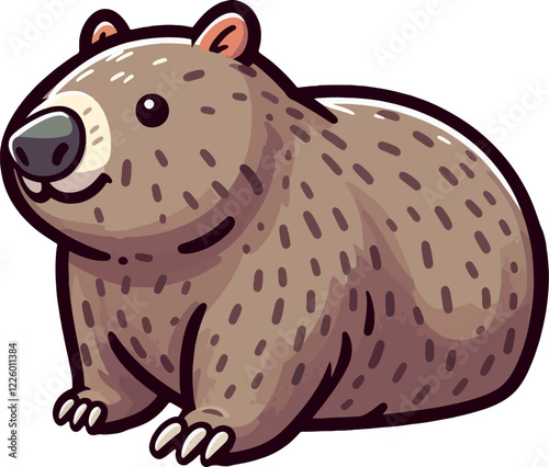 cute cartoon vector wombat isolated on the white background 