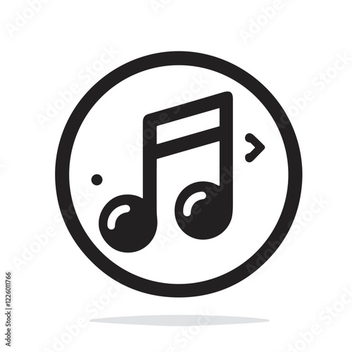 Simple music note icon in a circular design representing harmony and artistic expression with copy space