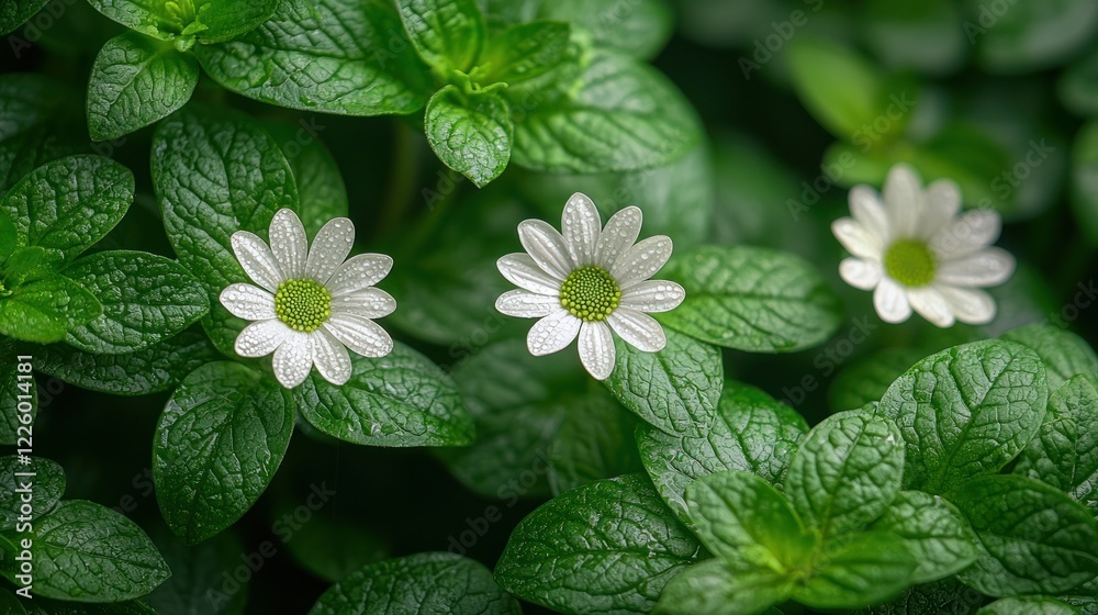 White flowers, green leaves, garden, close-up, nature White flowers, green leaves, garden, close-up, nature