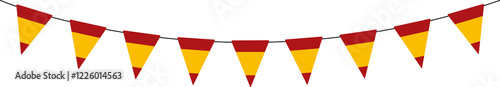 Spain bunting garland, string of red and yellow pennants, decorative element, Spanish National Day, Fiesta Nacional de Espana