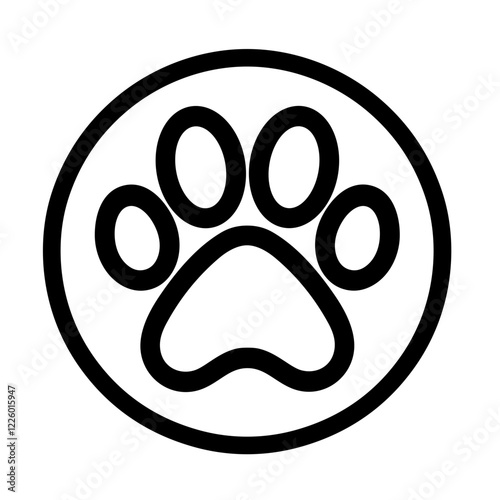 Circular paw print symbol representing animal care and companionship with copy space