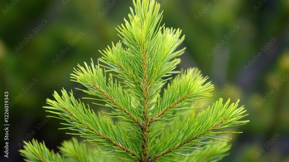 Close-Up of Fresh Evergreen Tree Branch with Vibrant Green Needles Close-Up of Fresh Evergreen Tree Branch with Vibrant Green Needles