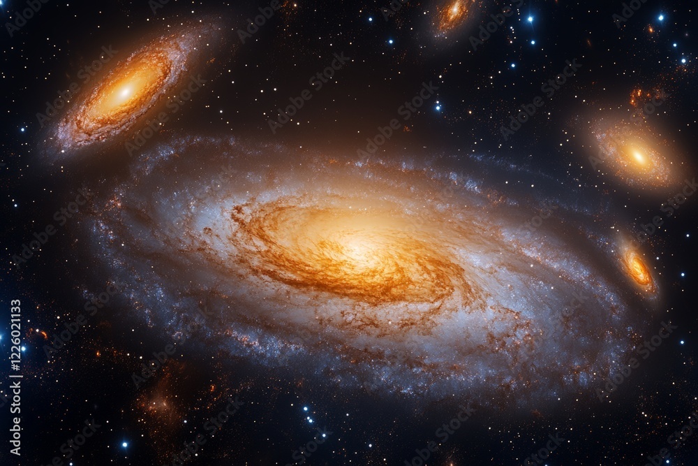 Fototapeta premium Exploring the vibrant beauty of distant galaxies in a breathtaking cosmic display