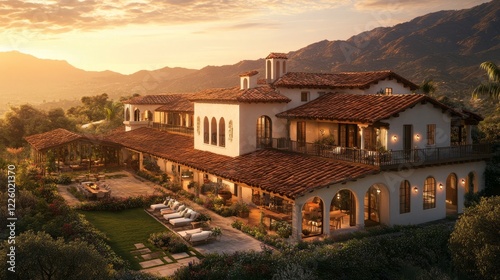 Indulge in the captivating merging of Spanish and ranch elements in this breathtaking home, adorned with coffered ceilings, mosaic tilework, and a peaceful courtyard.