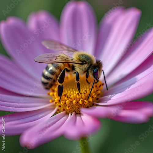 Bee Pollen on a Purple Flower.