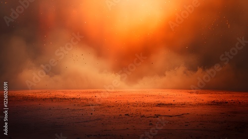 Fiery Orange Dust Storm Landscape Background
