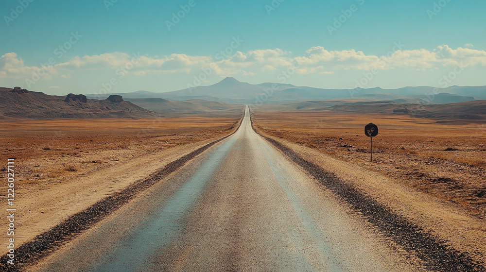 Naklejka premium Reflections of the Journey: The Road Through a Vehicle’s Mirror