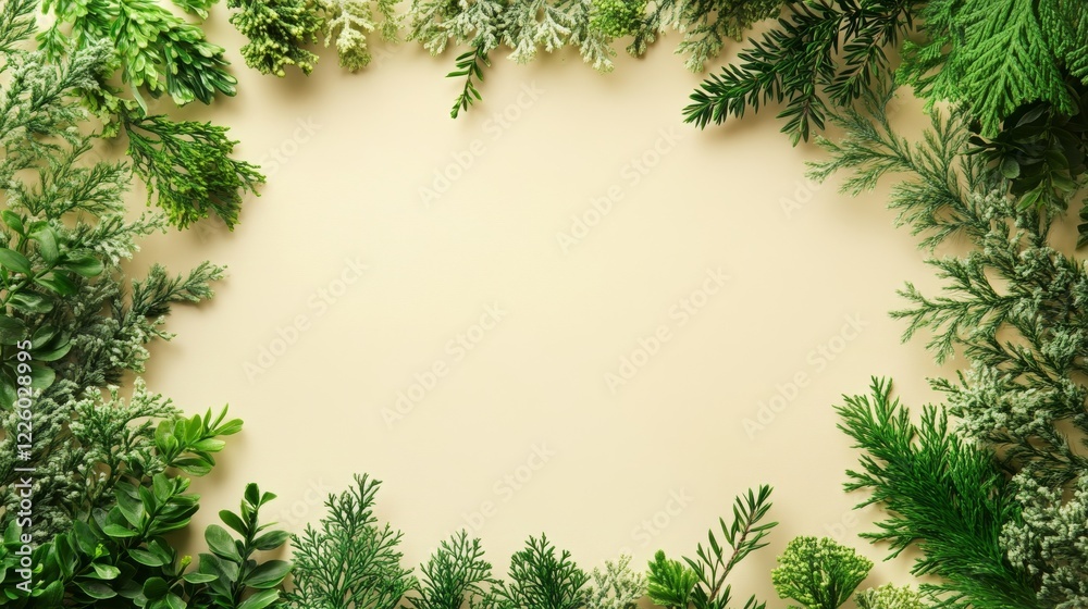 Green foliage creates a lovely frame around a pale background Green foliage creates a lovely frame around a pale background