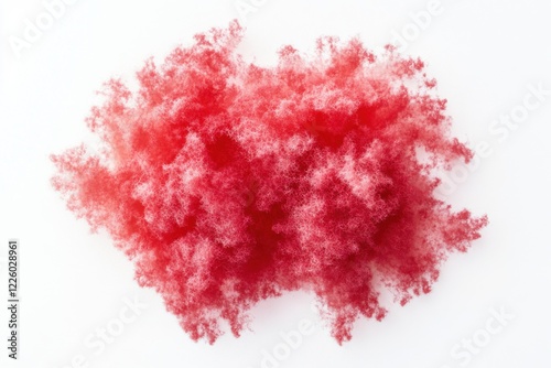 Fresh red marine phytoplankton powder, macro photography, vibrant red and white colors, nutritional supplement concept photo