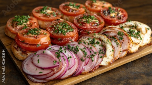 Wallpaper Mural Baked tomato, onion, & ham appetizer platter Torontodigital.ca