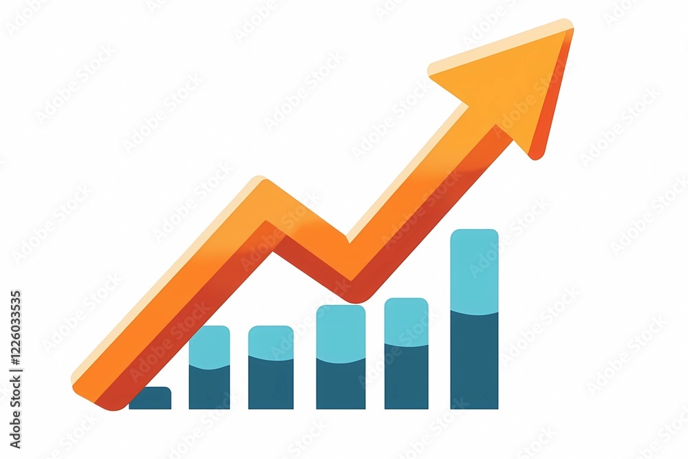 a bar chart with upward arrow against a white background representing business growth and financial success, improvement and positive progress concept a bar chart with upward arrow against a white background representing business growth and financial success, improvement and positive progress concept
