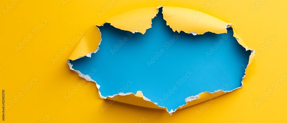 Abstract Torn Paper Background Yellow Blue Ripped Hole Design Abstract Torn Paper Background Yellow Blue Ripped Hole Design